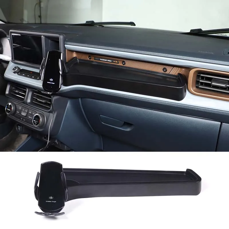 

For 2022 Ford Maverick ABS Black Car Co-pilot Front Multifunctional Storage Box Phone Holder Tray Car Interior Accessories