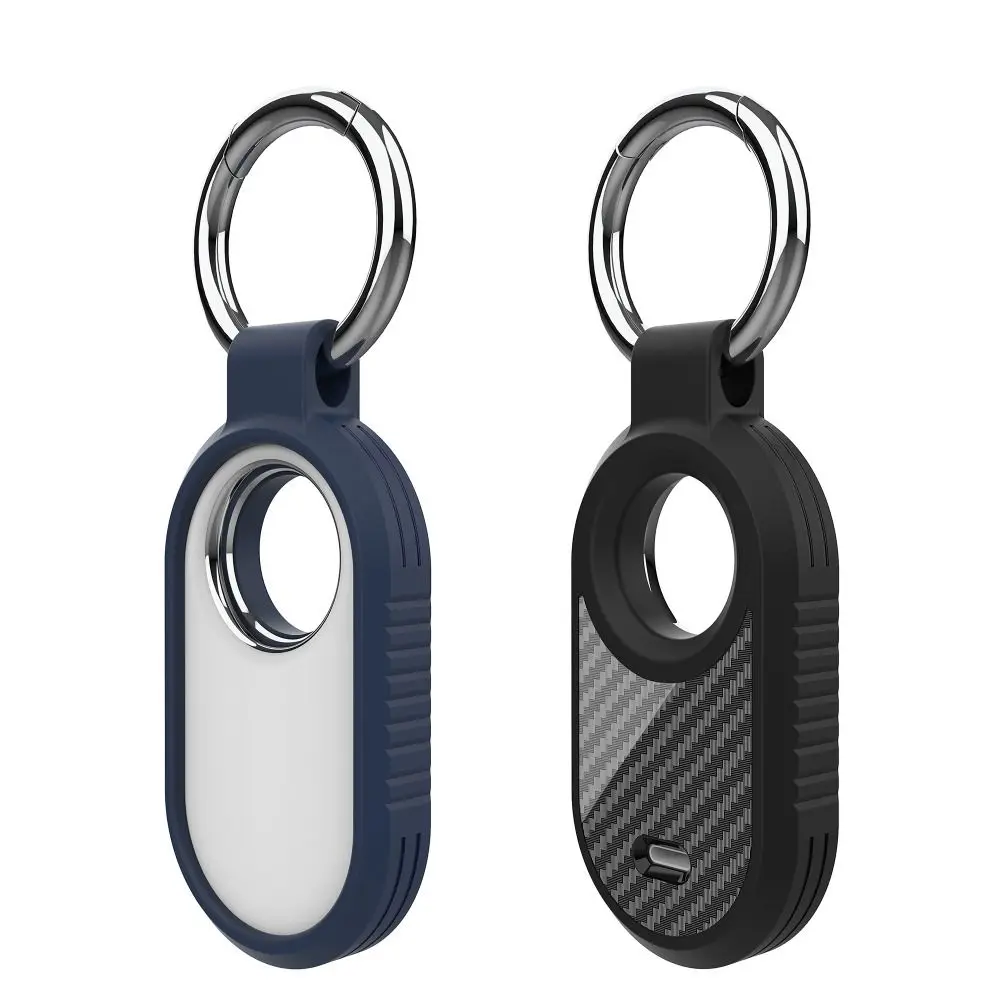 TPU Protective Case Carbon Fiber Pattern Anti-lost TPU Shell Keychain Locator Accessories Sleeve for Samsung Galaxy SmartTag 2