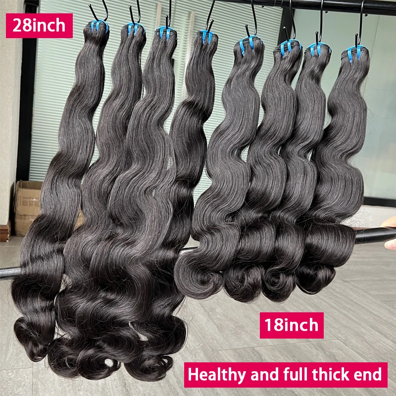 

Наборы волос 18A Super Double Drawn Body Wave из 100% натуральных вьетнамских волос, 1/3/4 пучка для женщин, натуральный цвет # 1B