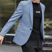 2025 trajes de moda ajustados M-4XL traje pequeño informal británico de alta calidad de Color sólido para hombres guapos todo en forma