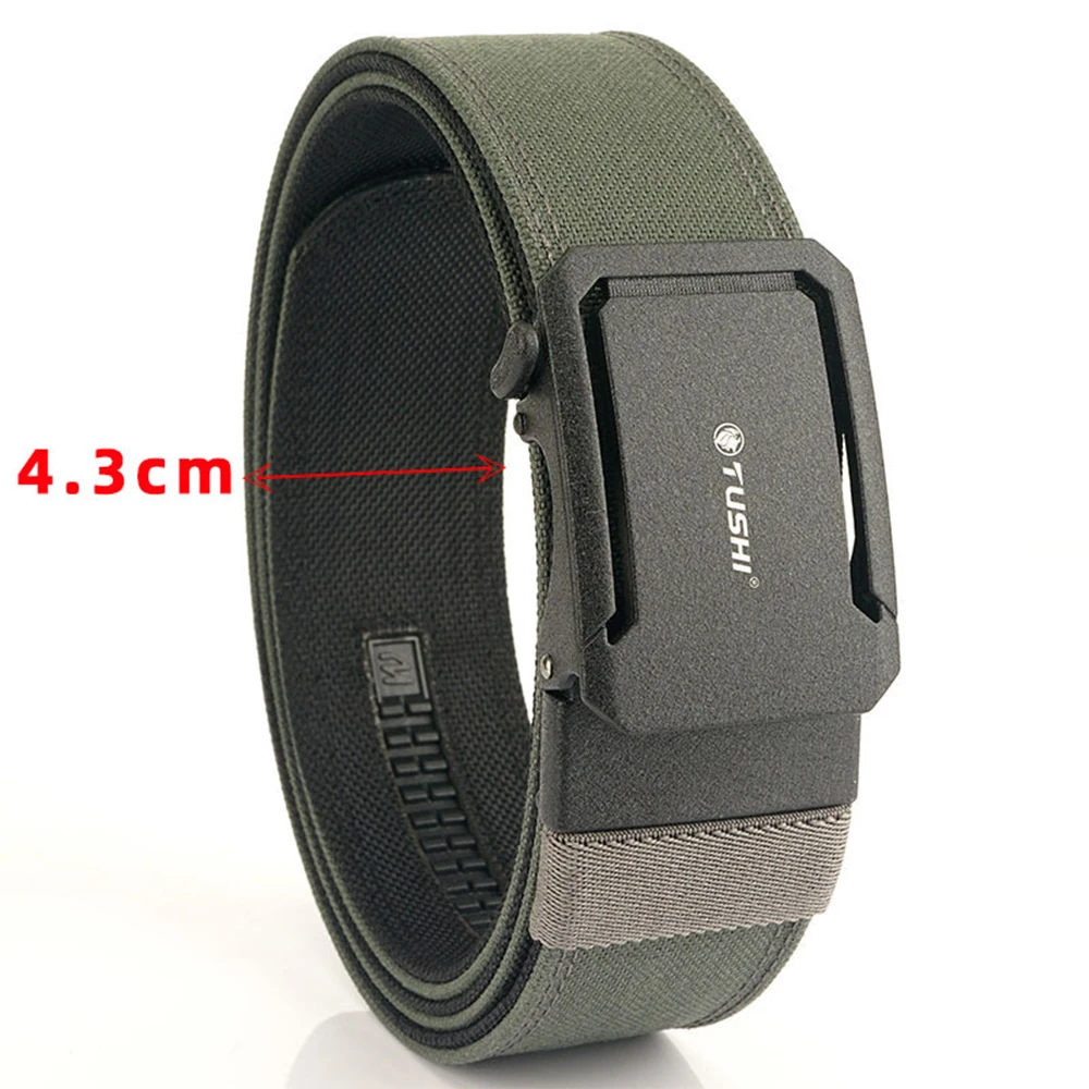 TUSHI Brand 4.3 Wide Thickened Gun Hanging Double-Layer Nylon Cloth Belt Versatile Outdoor Tactical Automatic Buckle Men's Belt