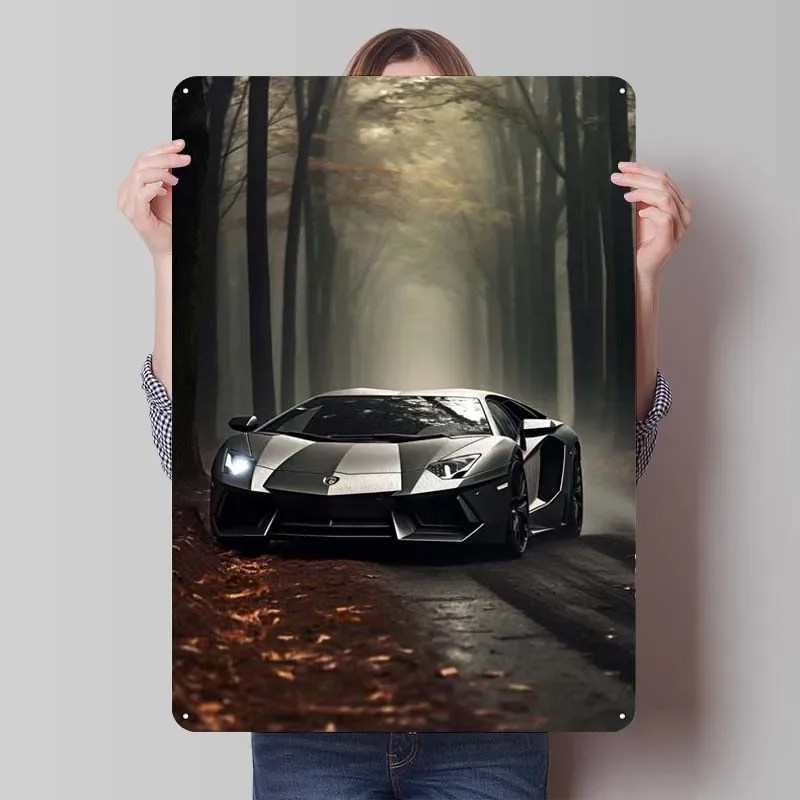 Lamborghini Aventador Metal Signs Classic Car Poster Metal Wall Art Mural Tinplate Sign for Garage Wall Art Decoration Retro