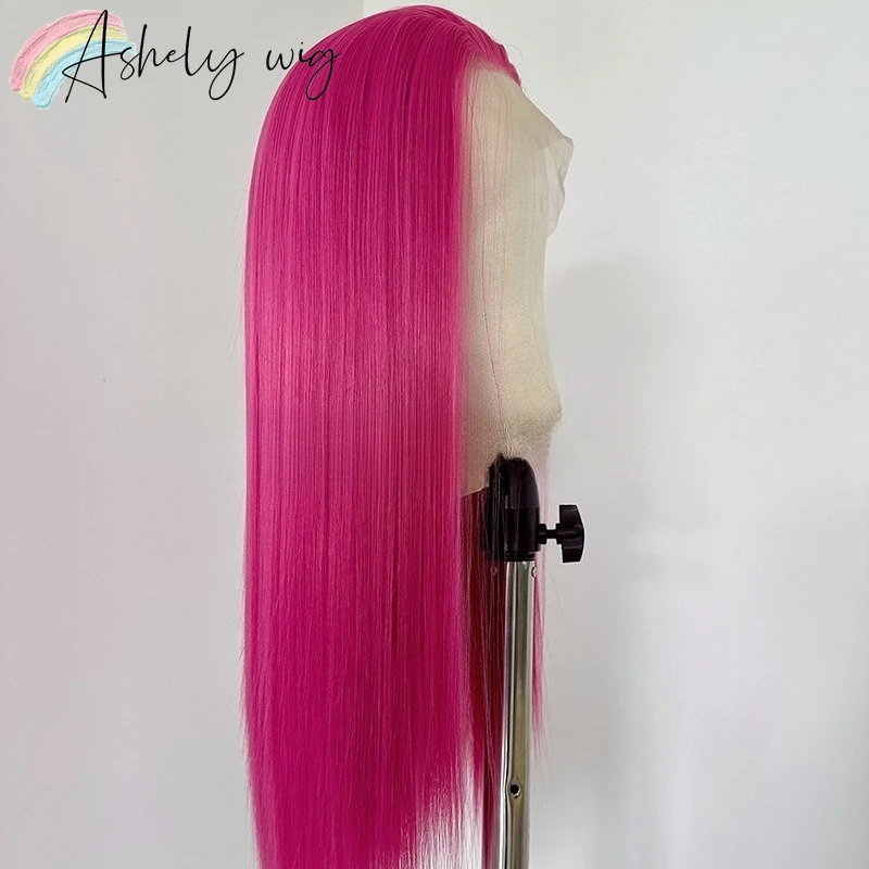 Hot Pink Lace Front Pruik Mira Cosplay Pruik 26 inch Lang Steil Haar Pruik 13*4 Kant Frontale Anime cosplay Hoge Kwaliteit Vezels