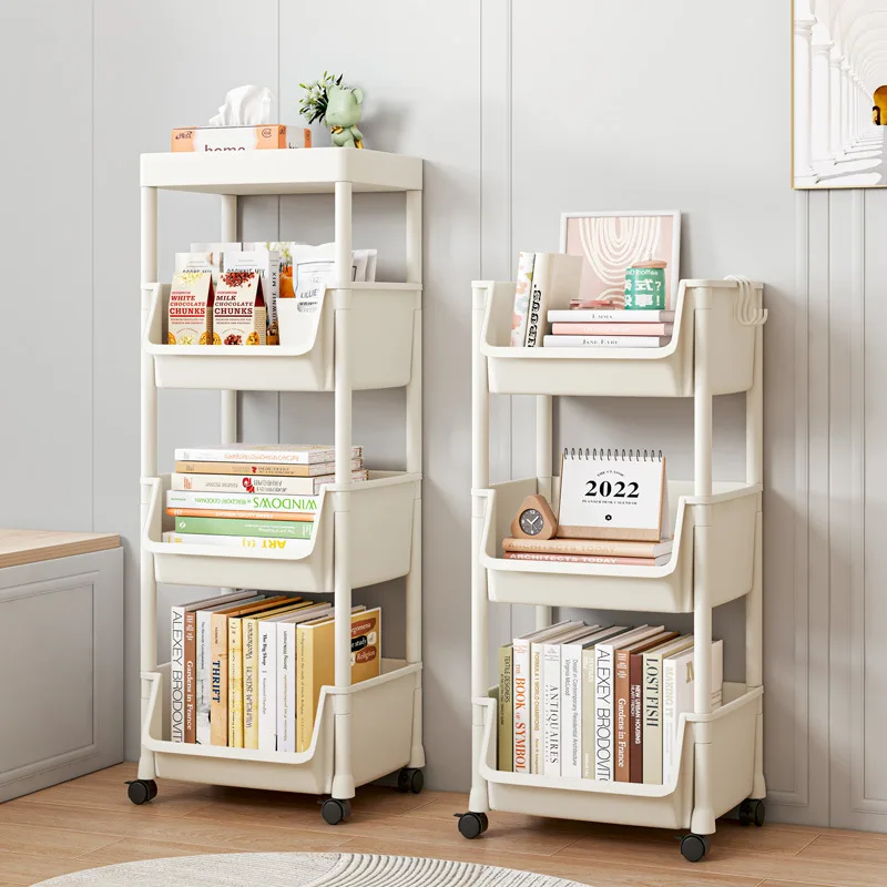 Trolley Shelf Multi-Layer Organizer Cart With Wheels Book Shelf Household Snacks Storage Rack Bathroom Shelves Kitchen Organizer