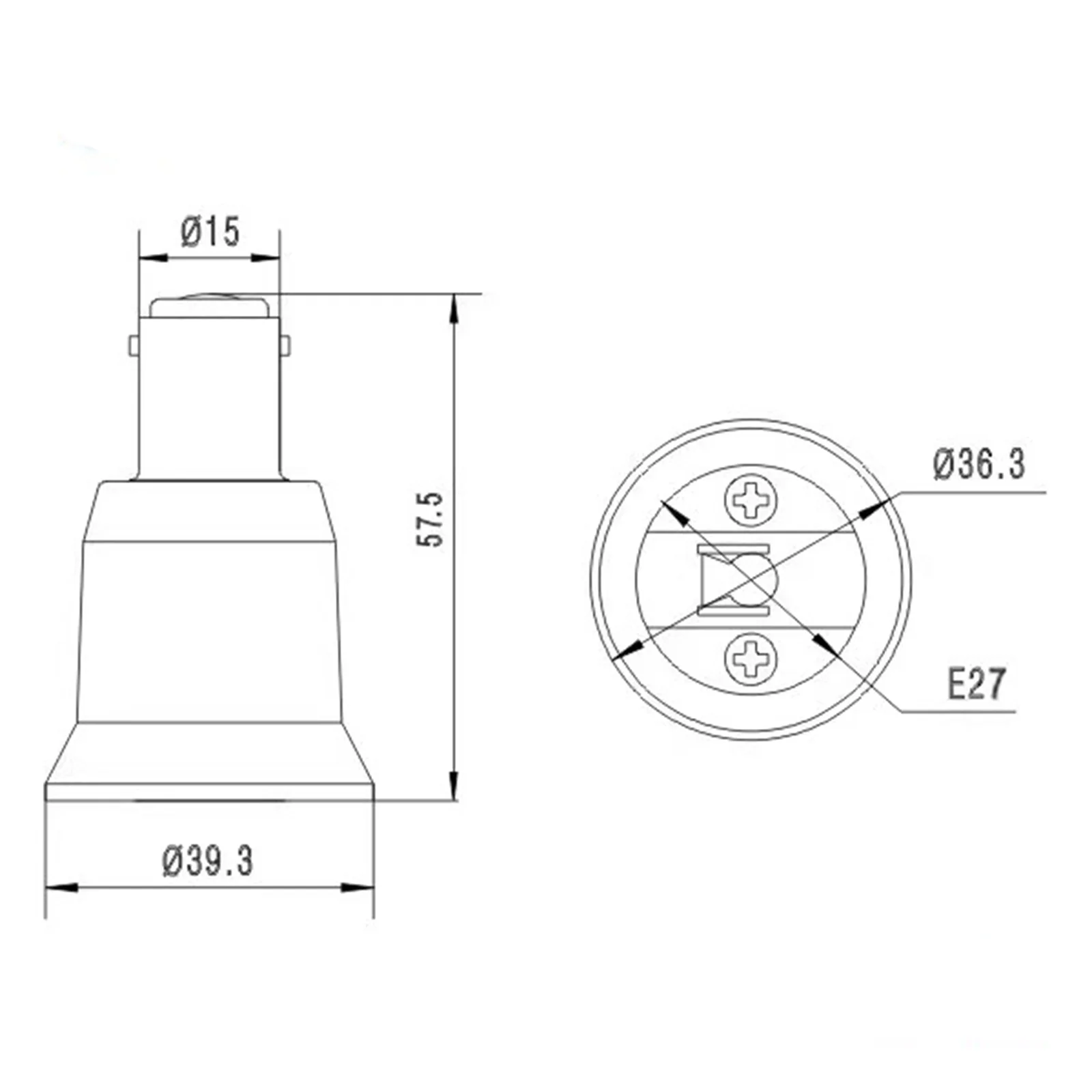 2pcs BA15D to E27 Light Bulb Socket Adapter Converter, LED Halogen CFL Lamp Base Holder, DIY Lighting Accessories White
