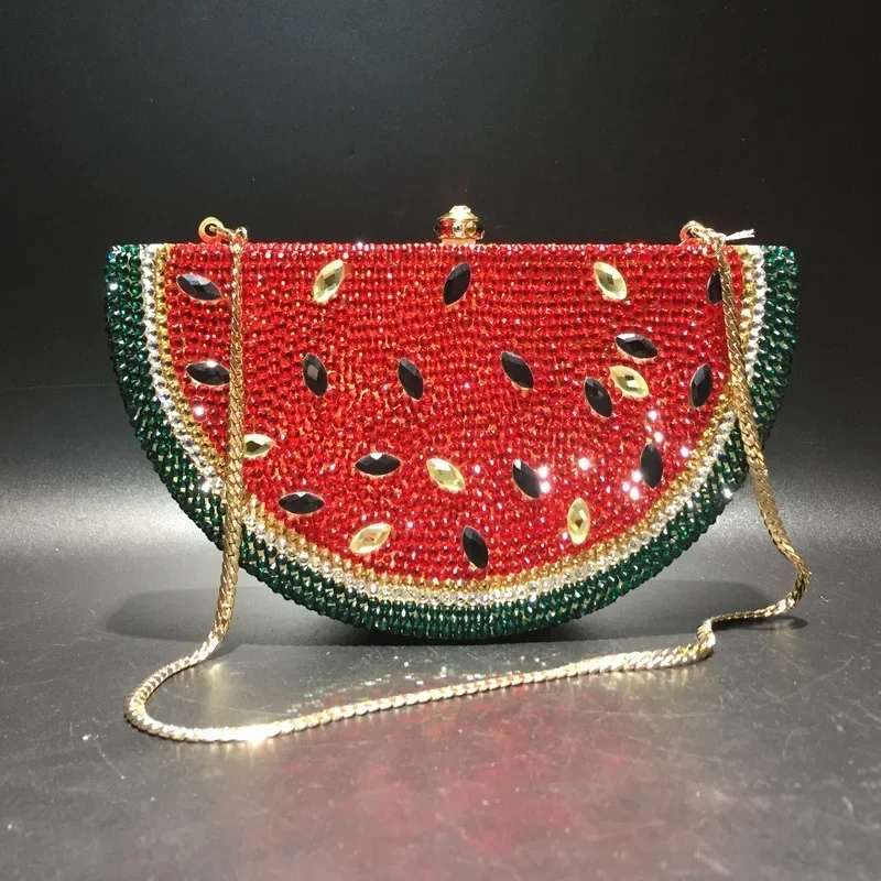 

XIYUAN Watermelon Crystal Diamond Evening Bags Women Rhinestone Clutch Wallet Minaudiere Bag Bridal Wedding Bridal Handbag Purse