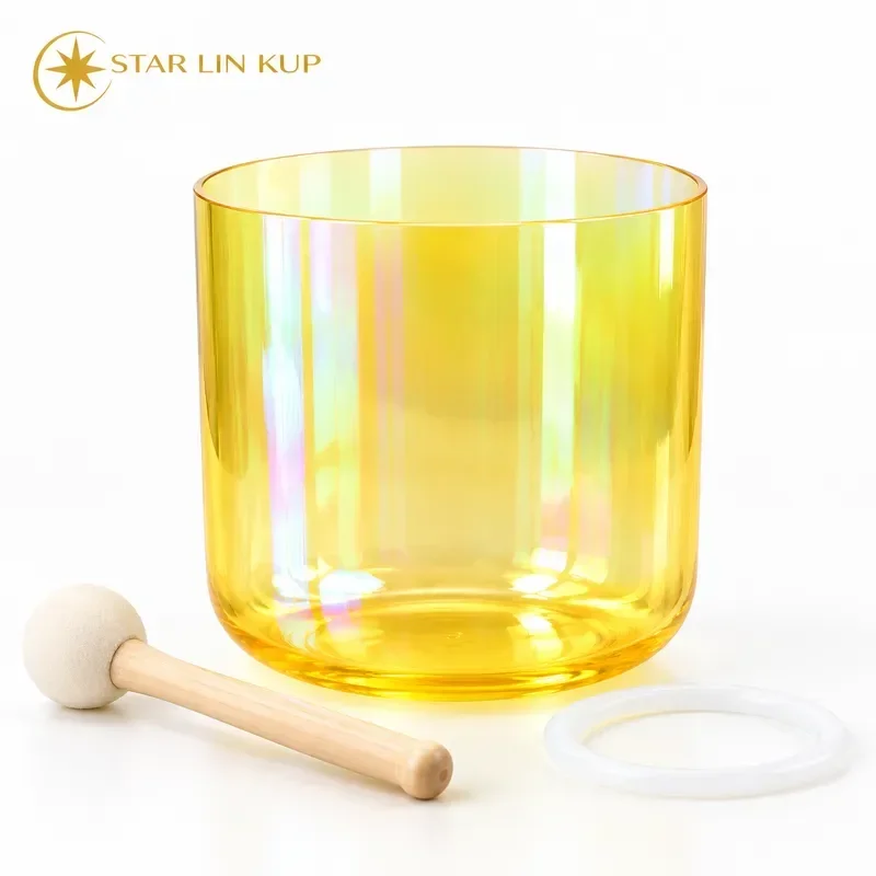 STAR LINKUP Thickened Orange Transparent Aurora Crystal Singing Bowl High Quality Alchemy Sound Healing Meditation Chakra