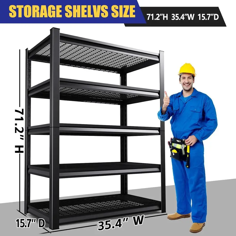 71 Heavy-Duty 5-Tier Metal Shelving Unit - 3000 lbs Capacity, Adjustable Storage Rack for Garage, Warehouse, Pantry
