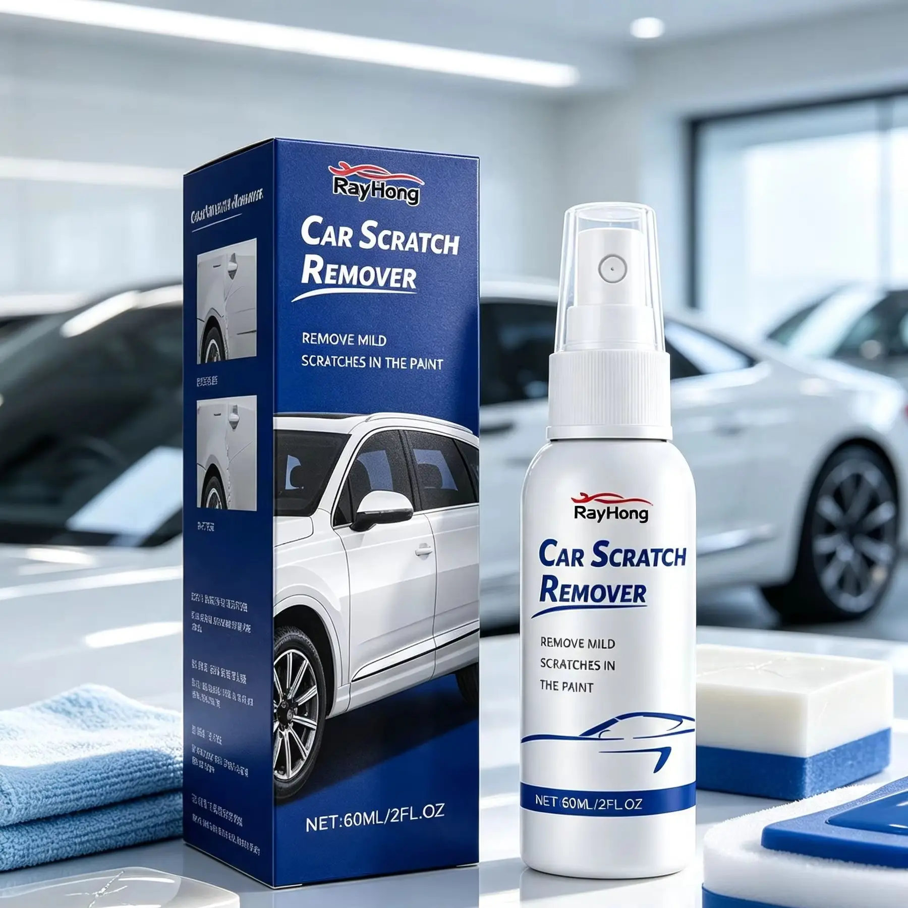 Rayhong Car Scratch Remover Spray Stretch Marks Removal Car Polish Automobile Paint Refurbished Car Scratch Repair Agent 60ml