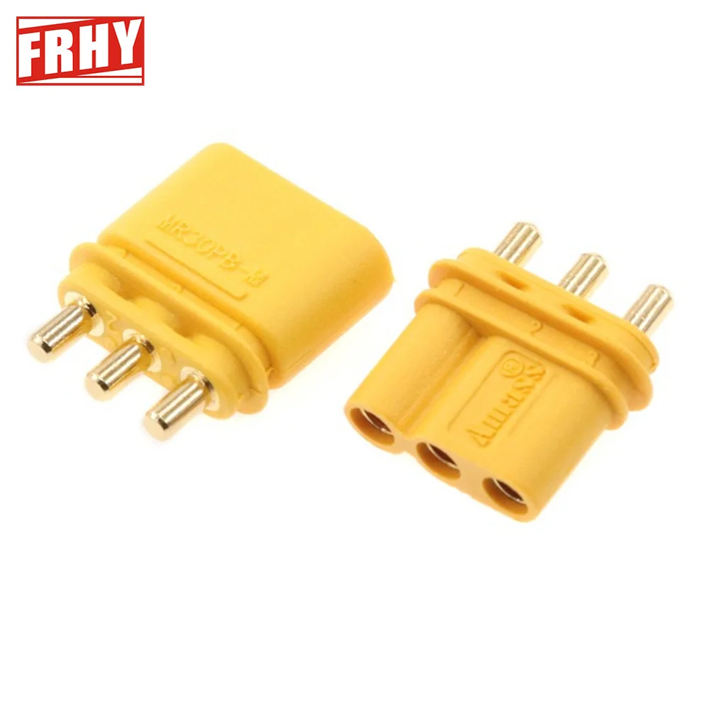 1 Pair Amass MR30PB-M/F XT30 3-Pin PCB Solder Connector — Male & Female