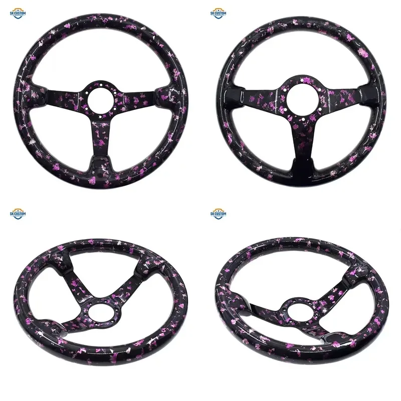 Hot Sale Purple Carbon Fiber Car Steering Wheel 14inch 350MM Racing Sport Deep Steering Wheel