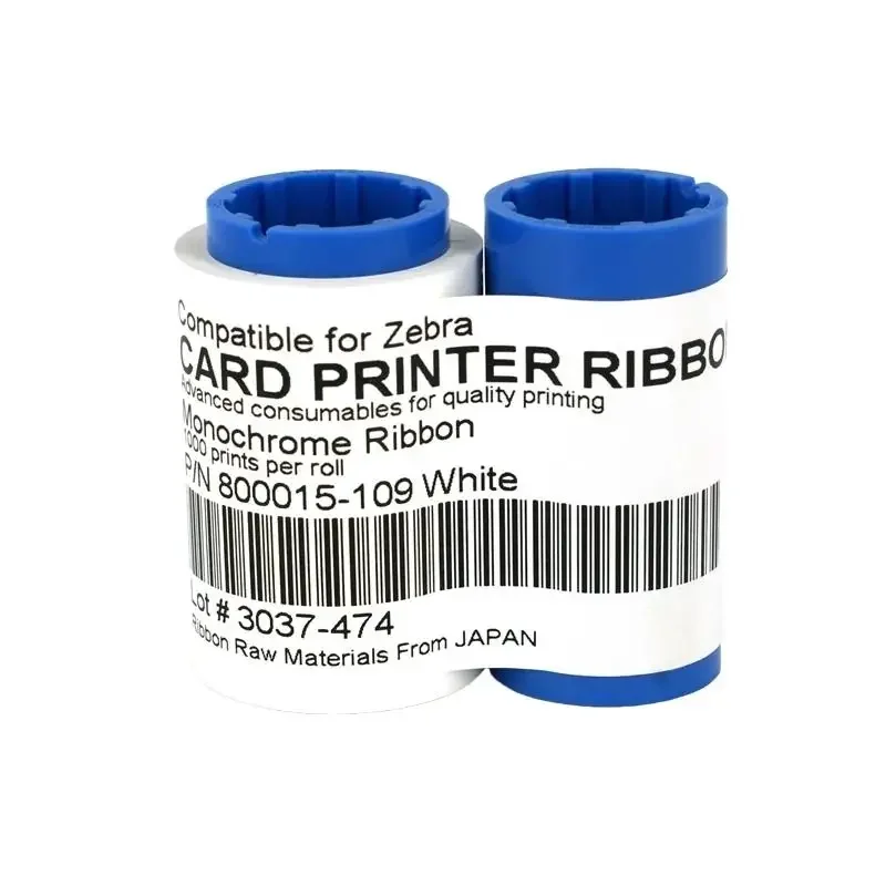 Compatible Zebra 800015-109 White Resin Card Printer Ribbon 1000Prints for IC Series P310 P330i P430i