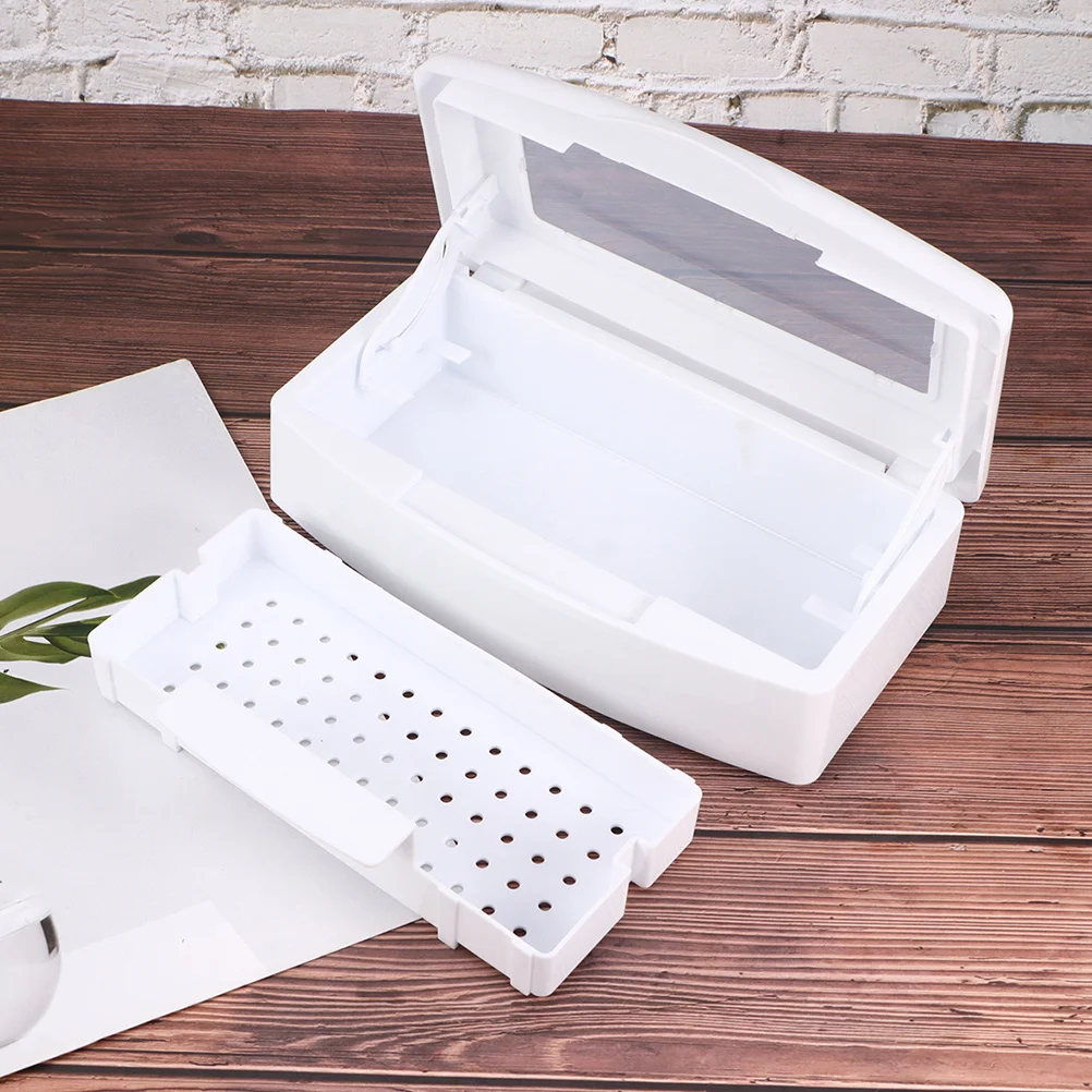 2 pezzi scatola sterilizzatrice detergente in plastica strumento per nail art organizzatore pinzette per salone di bellezza vassoio contenitore di stoccaggio durevole