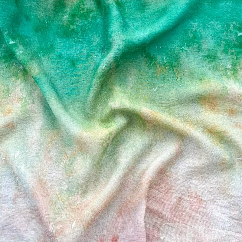 1 meter Oil Painting Style Digital Printing Cotton Fabric for Summer Women's Dresses Children's Clothing Handmade DIY Fabric