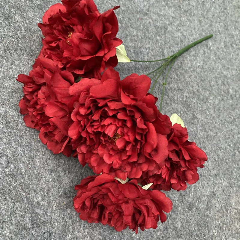 

2PCS Peony Bouquet Without Leaves 50cm High 11cm Diameter Preserved Flower Bride Holding Fake Bouquet Wedding Decoration