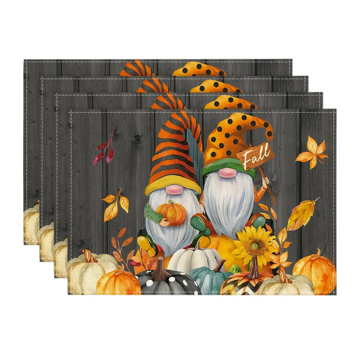 

Gnomes Pumpkins Fall Placemats, Thanksgiving Table Mats for Party, Kitchen and Dining Decoration, 12x18 Inch, Seasonal, Autumn