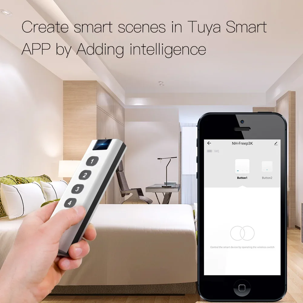 TUYA ZigBee casa intelligente Interruttore di scena remoto wireless a 4 gang Hub portatile Tuya Zigbee richiesto Nessun limite di controllare i