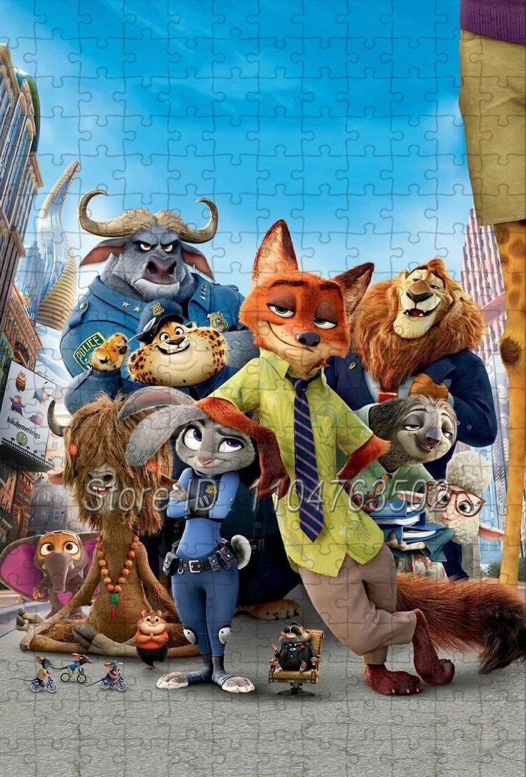 ディズニー Zootopia ジグソーパズル 200/300/500/1000 ピース漫画パズル大人の減圧ゲーム家族手作りおもちゃ