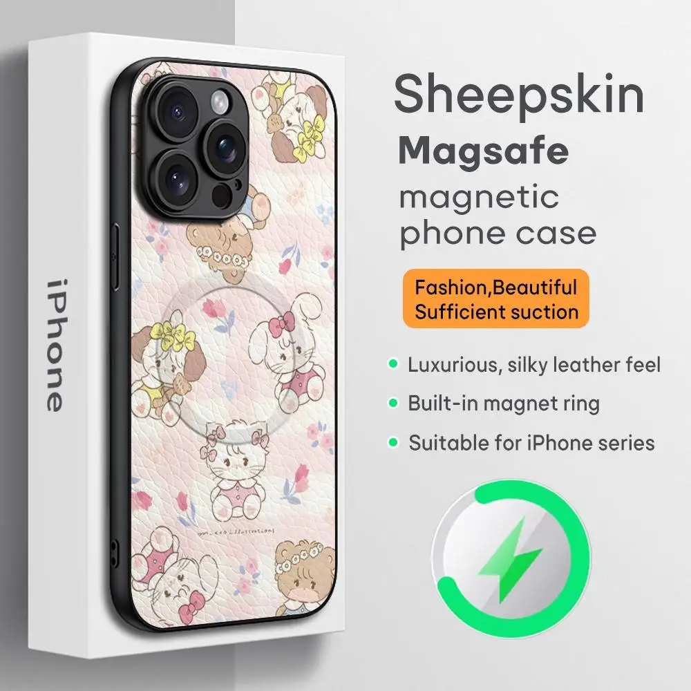 Popular M-Mikko Cartoon Cute Phone Case For iPhone 16 15 14 13 12 11 Plus Pro Max  High-end Luxury Magsafe Sheepskin