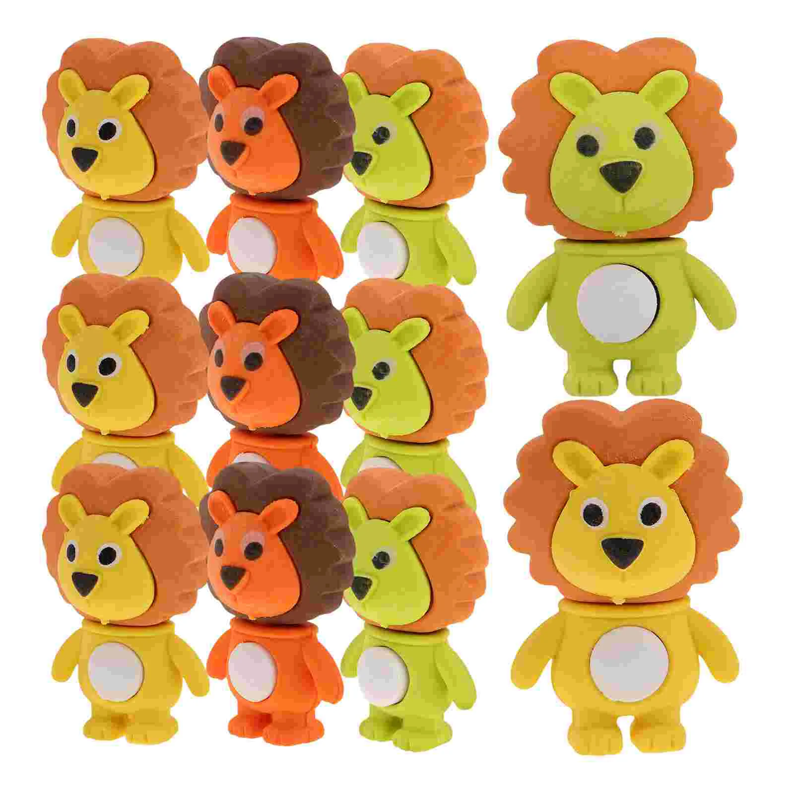 18 Pcs Eraser School Kids Stationery Supplies Adorable Lion Erasers Cartoon Animals Lovely Shaped Kawaii Toy