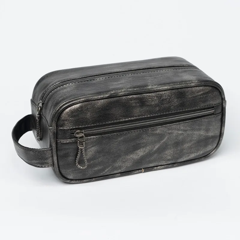 Bolsa de higiene pessoal de viagem masculina, bolsa de cosméticos de couro vintage portátil para viagem de negócios ao ar livre, sacos de armazenamento de suprimentos