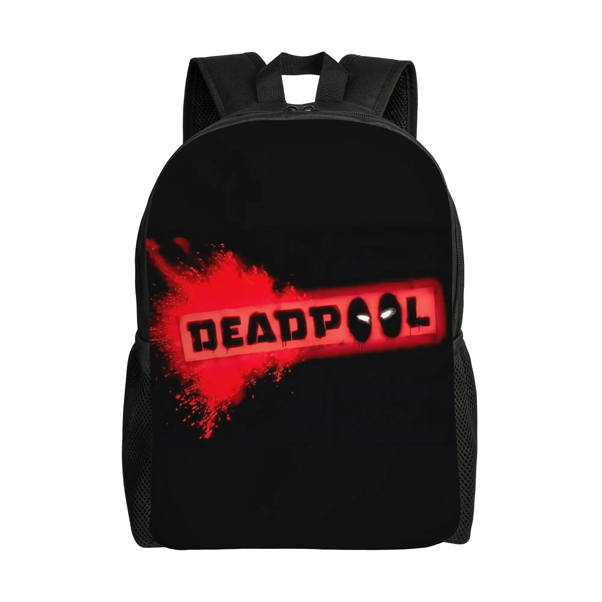 

Back to school season Deadpool Logo black Backpack Marvel Teenager Harajuku Design Backpack