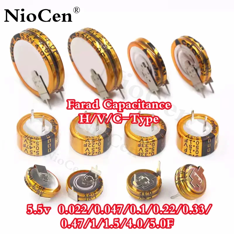 

（1pcs）5.5V Farad Capacitance 0.022F 0.047F 0.1F 0.22F 0.33F 0.47F 1F 1.5F 4.0F 5.0F H-Type V-Type C-Type