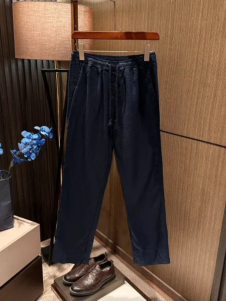 

[Pure natural linen breathable and comfortable] Summer new solid color elastic waist linen casual pants