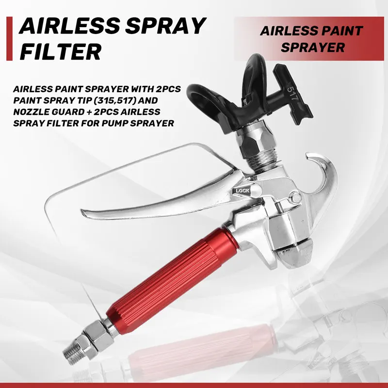 Nuevo rociador de pintura sin aire con punta de pulverización de pintura de 2 uds (315,517) y protector de boquilla + 2 uds filtro de pulverización sin aire para rociador de bomba