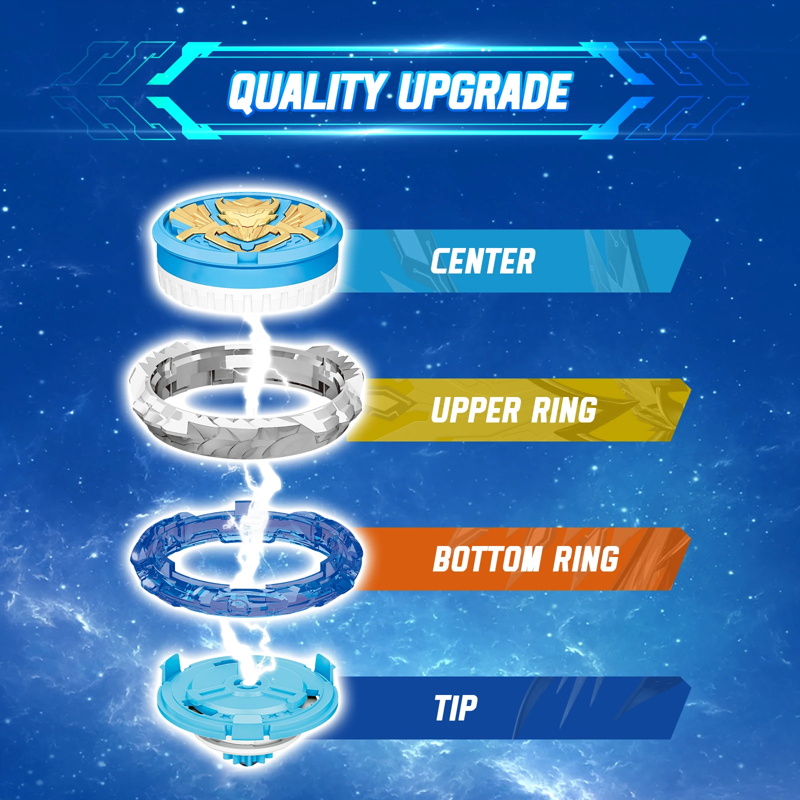 Infinity Nado 6 Power Pack - Spirit Wind Panda Upgraded Metal Spinning Top Gyro ,39cm Sword Launcher Kid Toy Birthday Gift