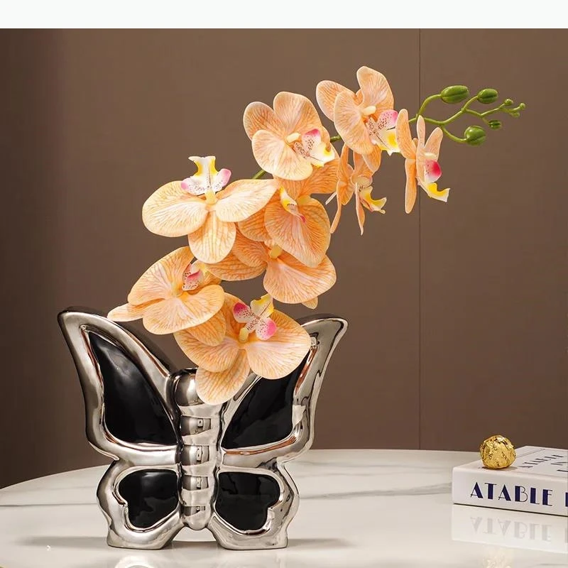

Silver Ceramic Vase Plant Pots Table Decoration Flowers Arrangement Floral Vases Room Aesthetic Decor