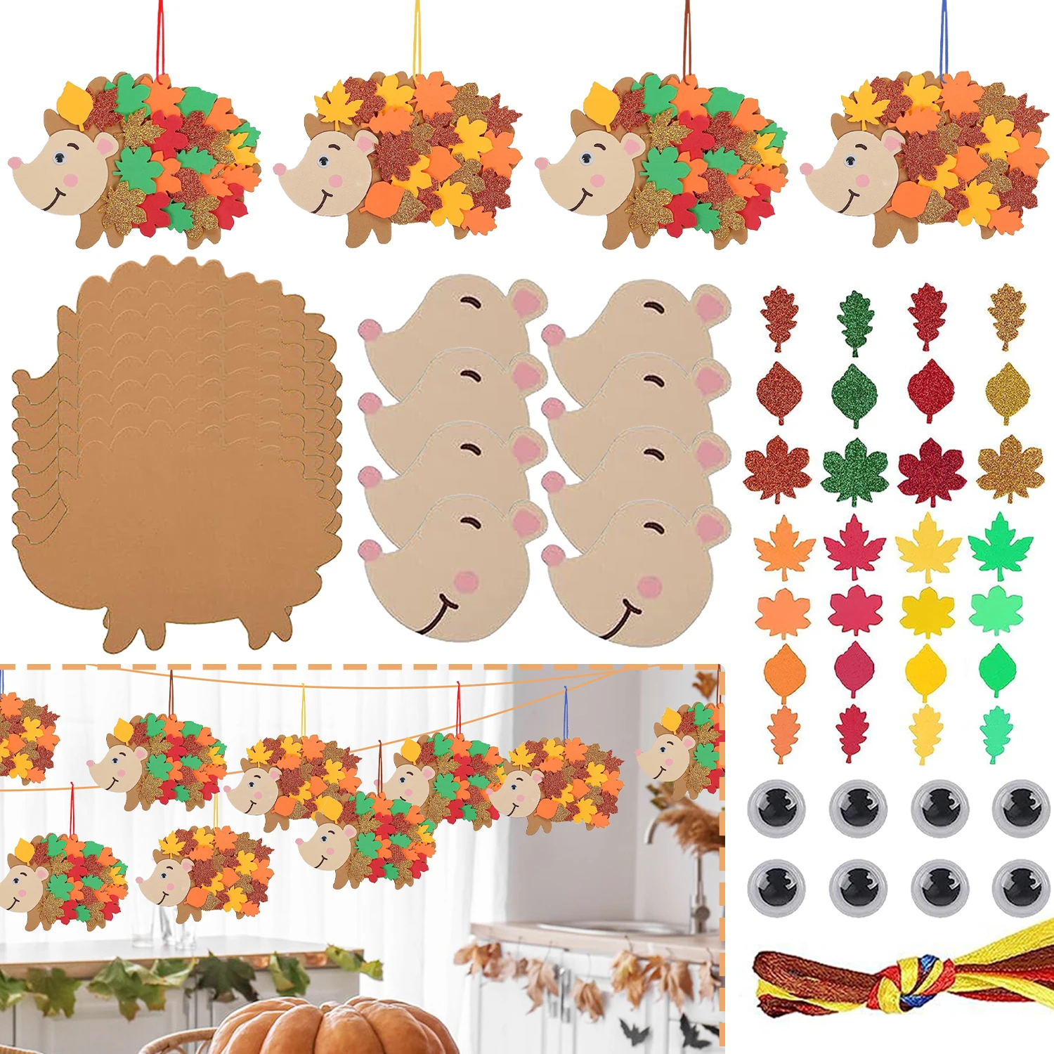 8 個ハリネズミ泡ステッカーハリネズミ工芸品 Diy ステッ - Art And Craft Autumn のレビューと価格