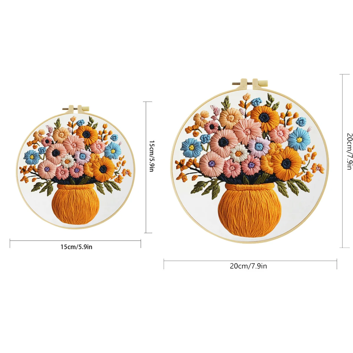 1 Stück 20X20CM/15X15CM Stickerei-Starter-Kit DIY-Set Kreuzstich Nähkunst - Vase und Blumen – Detail 5