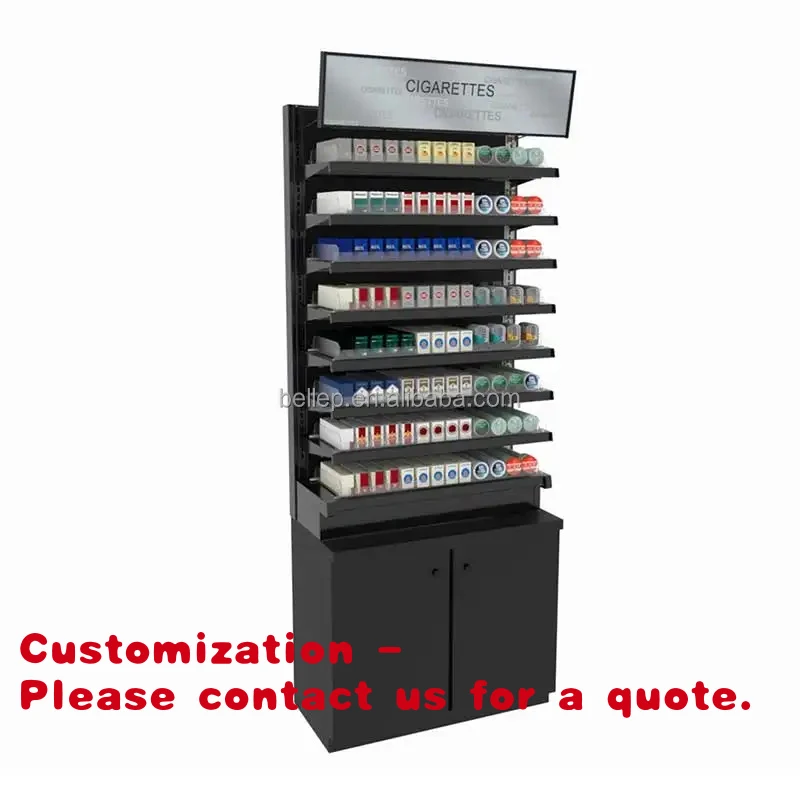 

custom.Gas Stations Metal Display Rack With Adjustable Shelves and Acrylic Pusher