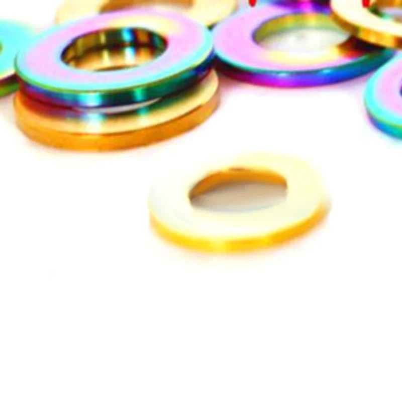 LOT5 M5/M6/M8/M10 Grade 5 GR5 Titanium Bolt Screw Spacer Flat Washer Color Color Rainbow/Golden/Ti For Bike Bicycle