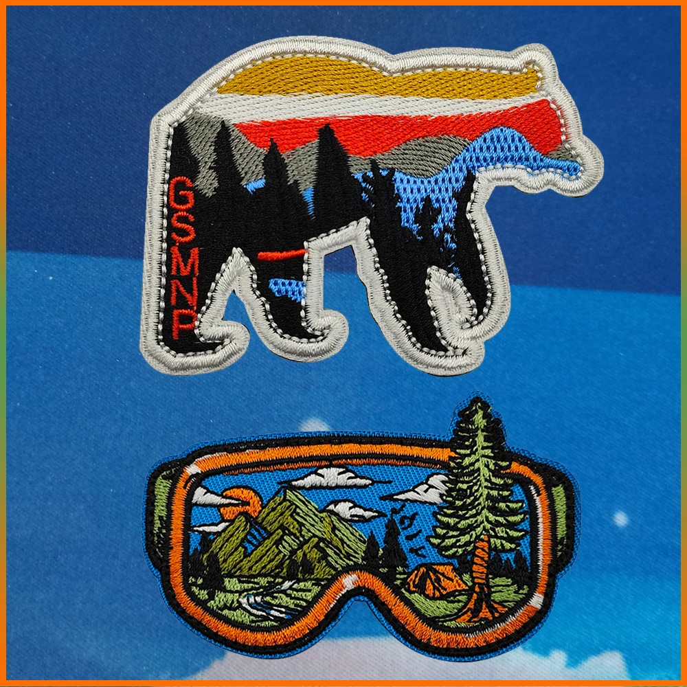 Reise-Sight, hübsche Stickerei, Sightsee-Bär, Schwimmglas, lustiges Muster, Stickerei, Tierbär, bunter Tier-Patch für Tasche, Hut