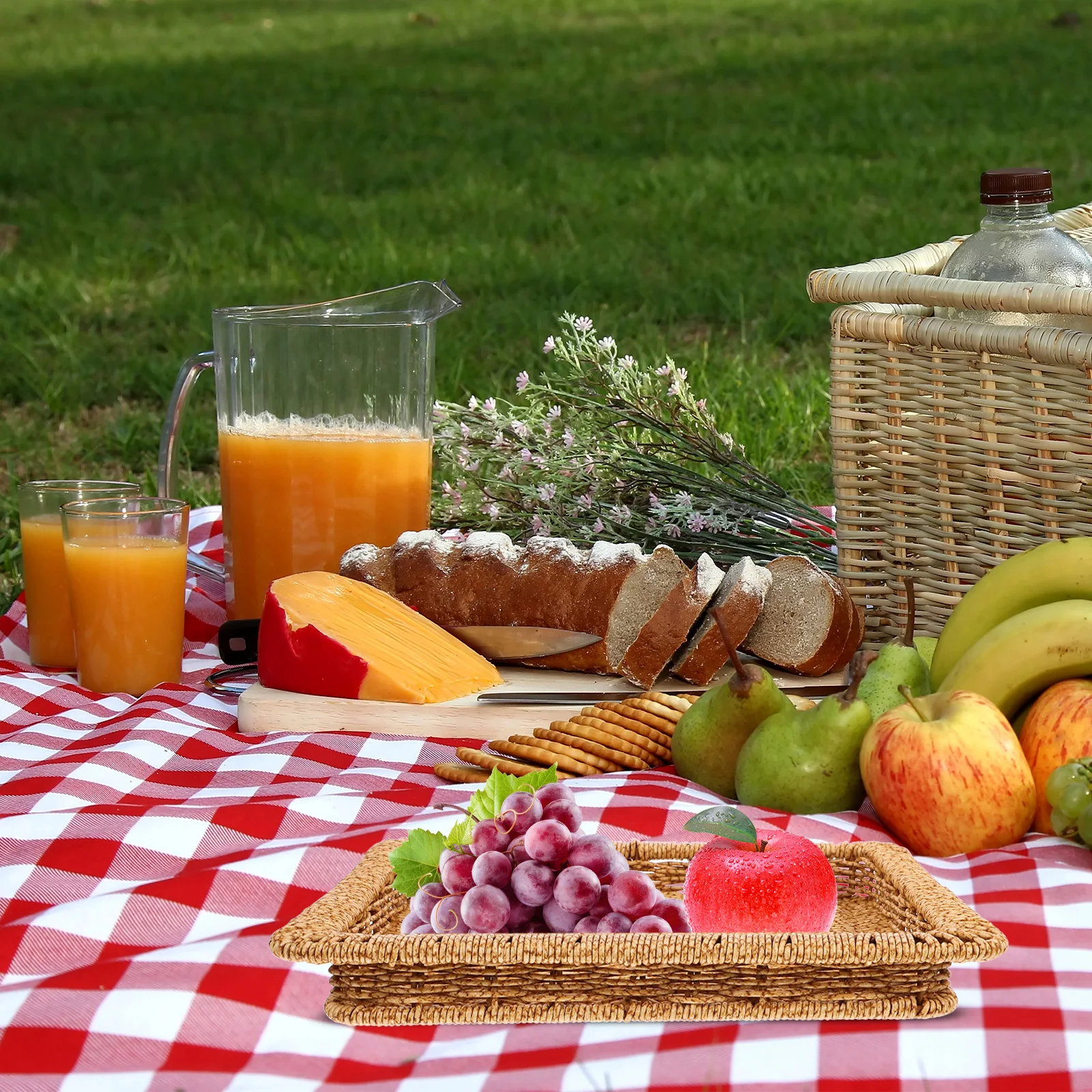 

Storage Box Lid Tray Woven Snack Basket Plastic Baskets Bread Rectangle Material Easy Cleaning Household Storage