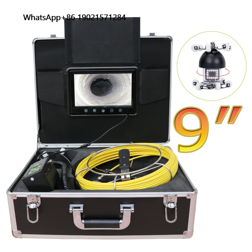 

9"Screen Drain Pipeline Industrial Endoscope 360 Degree Rotation Waterproof IP69 Sewer Inspection Pipe 120M/30M/50M/100M