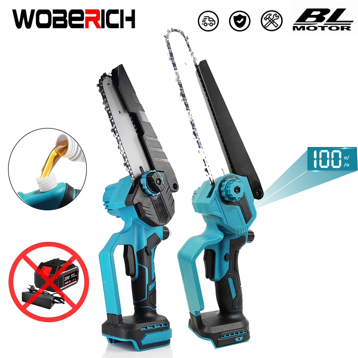 6/8 INCH Brushless Mini Chainsaw Powerful Cordless Rechargeable Handheld Small Electric Chain Saw（No Battery）For Makita Battery