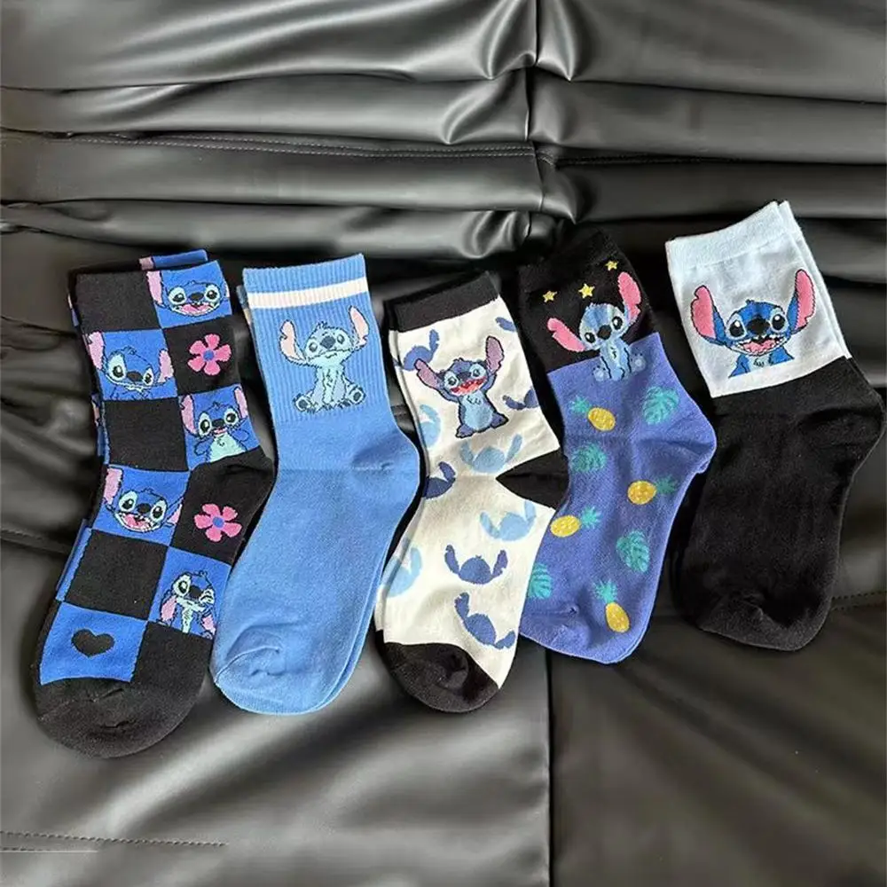 Stitch Disney Anime Lilo & Stitch Cotton Midtube Stockings Socks Cartoon Stitch Dolls Stockings Boys Girls Warm Sleep Socks Gift