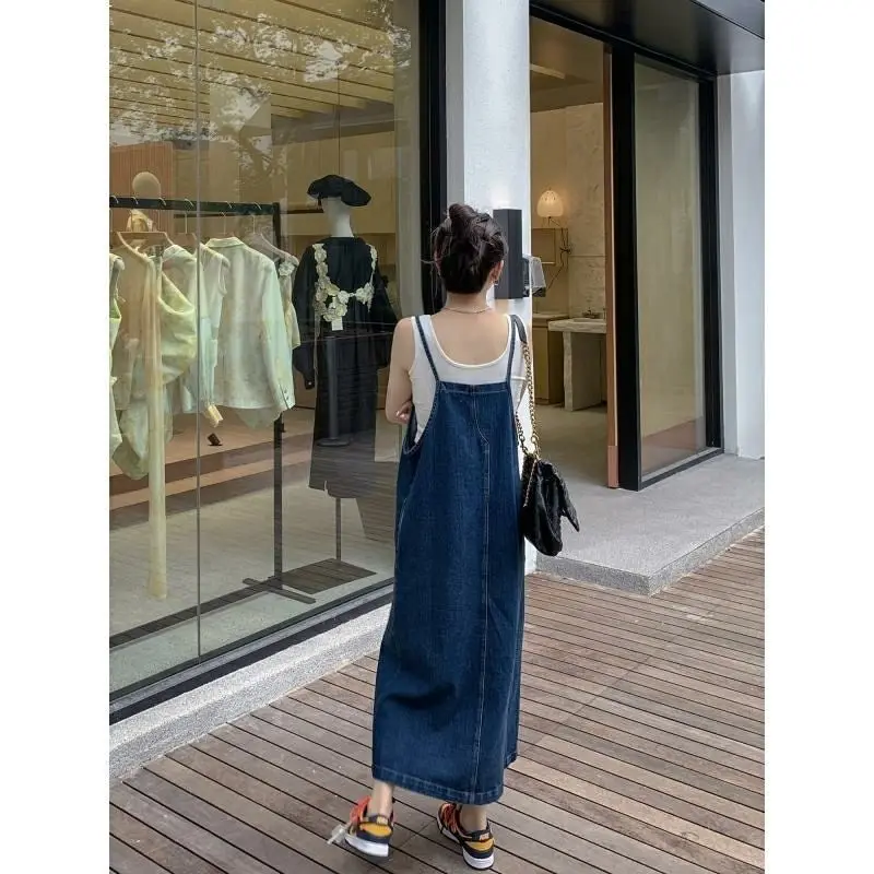 Strapless Denim Dress 2025, Casual Loose Fit Long Slit Maxi Dress with Boho Style for Women