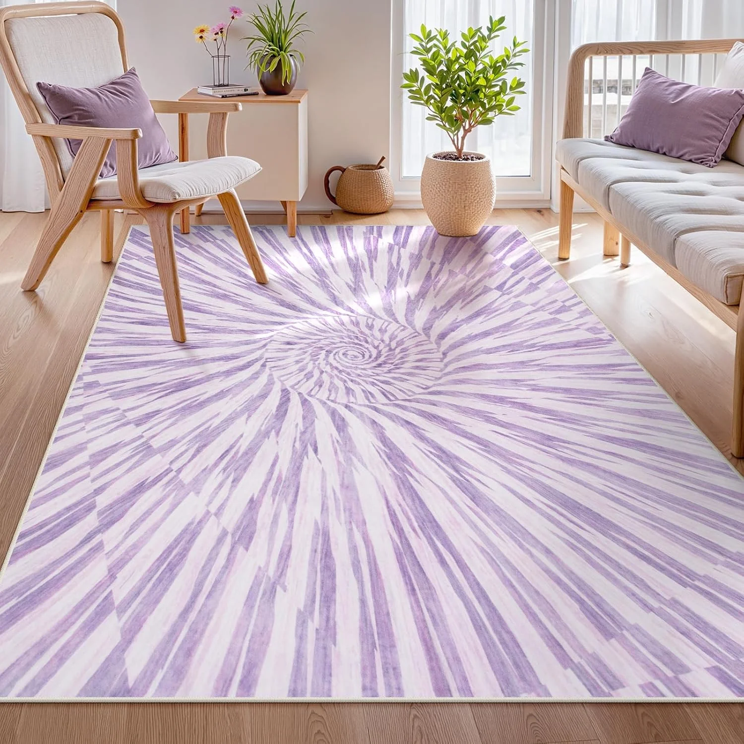 

Rug for Bedroom Girls, Abstract Swirl Area Rug for Nursery, Washable Modern Carpet for Living Room Kids Room