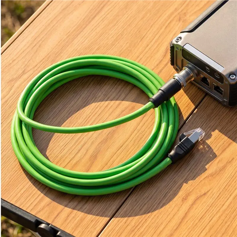 For M12 X-Shape To RJ45 8Pin Industrial Connectors 8P X-Type Coding Wire Gigabit Ethernet Network Cable Data Transmission