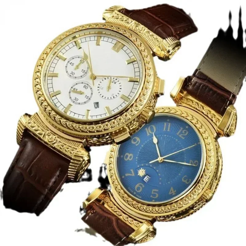 2025 Luxury Brand Multifunctional Chronograph Quartz Watch for Men Sports Waterproof Leather Strap Fashion Men's Watch AAA+