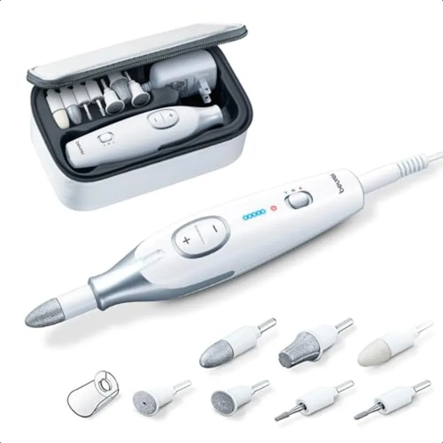 

Beurer MP42 Nail Drill 7in1 Nail Kit with Strong Sapphire Nail Drill Bits Electric Nail File and Nail Buffer Includes Bright LE