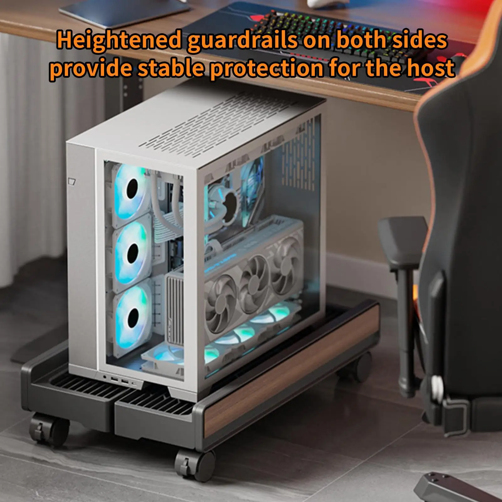 

CPU Stand Lifting Rack With Brake Wheels CPU Cart For Workplace Laptop Printer Monitor Game Room Storage Floor