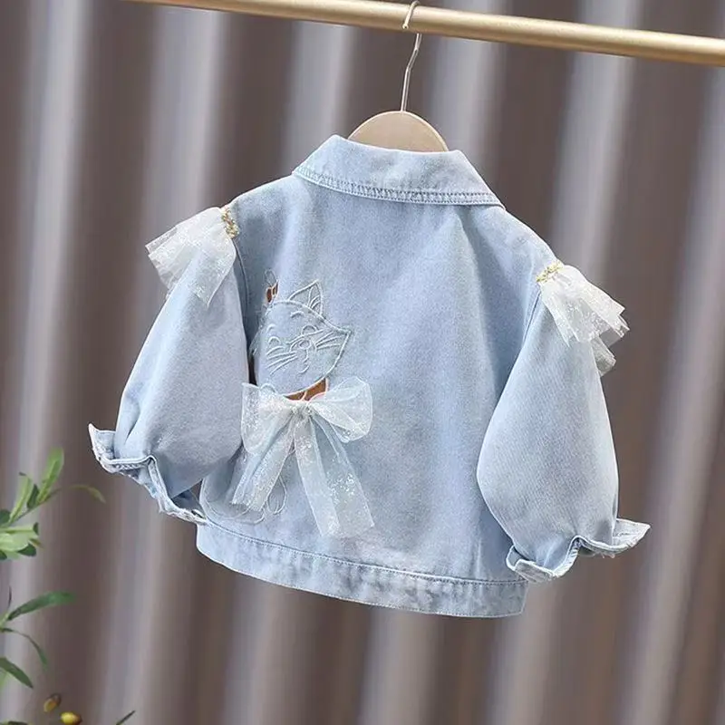

Kids Girls Denim Jacket Spring and Autumn 2025 New Children's Jacket Top Girls Baby Casual Jacket Jeans Girls Coat 80-130CM