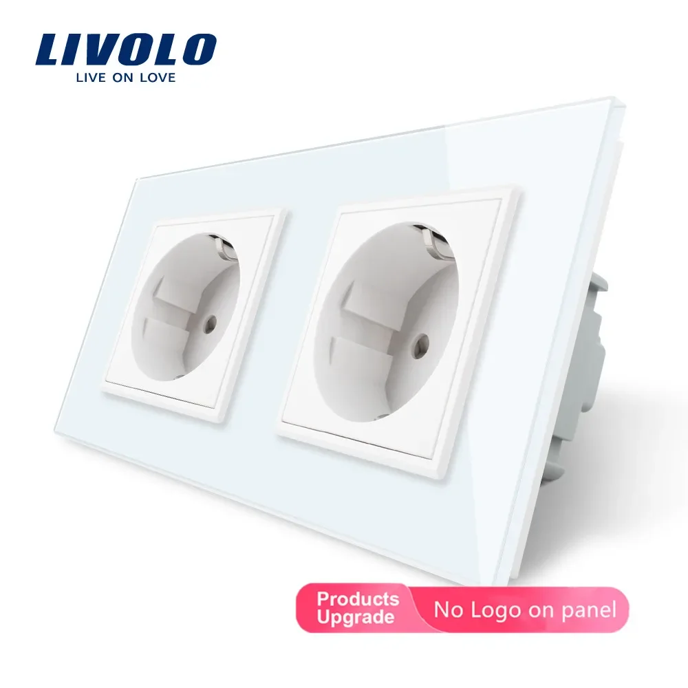 

Livolo EU Standard Wall Power Socket, White Crystal Glass Panel, Manufacturer of 16A Wall Outlet, VL-C7C2EU-11