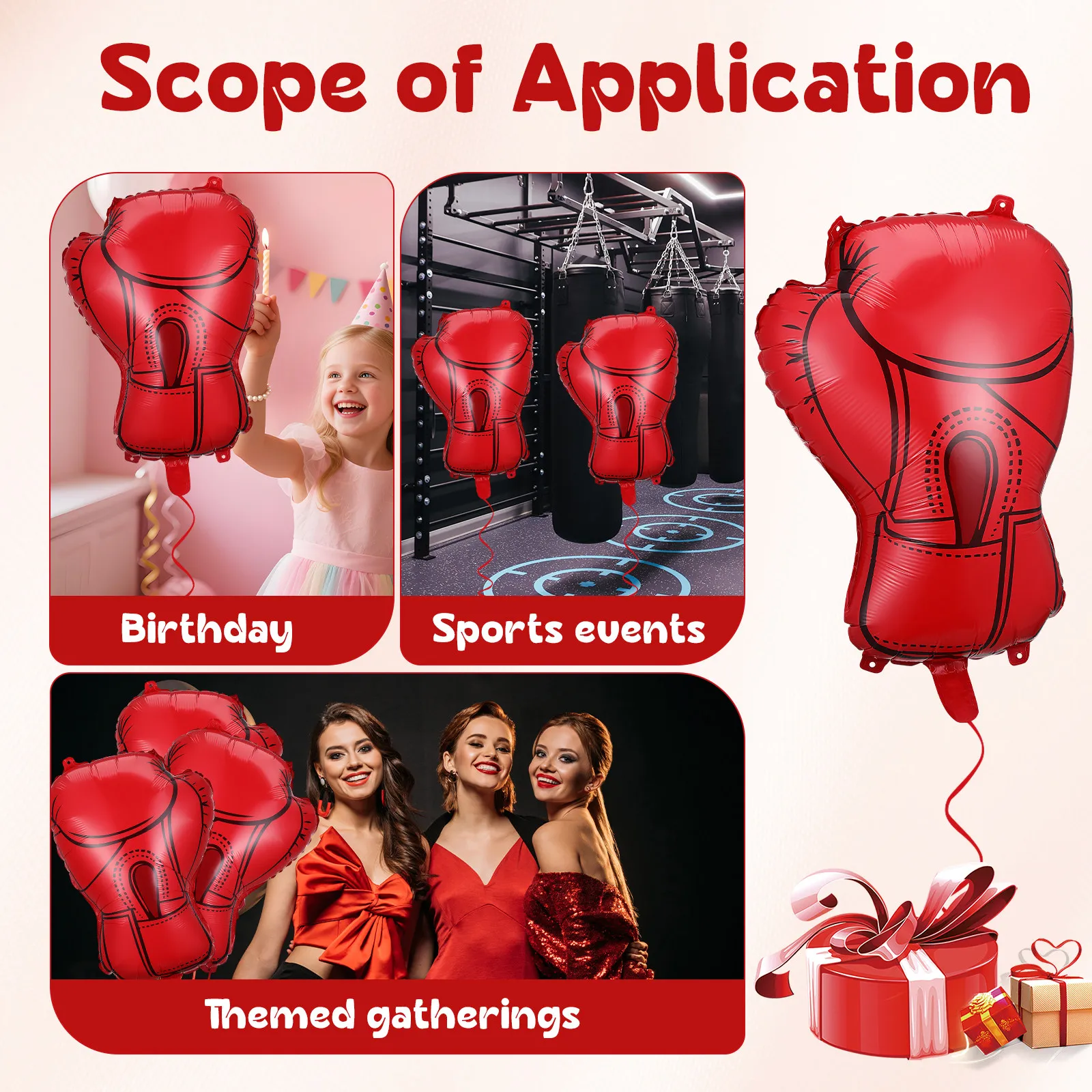 

10Pcs Boxing Gloves Balloons Boxing Themed Party Balloons Aluminum Foil Glove Balloons Birthday decor Sports Events Celebration