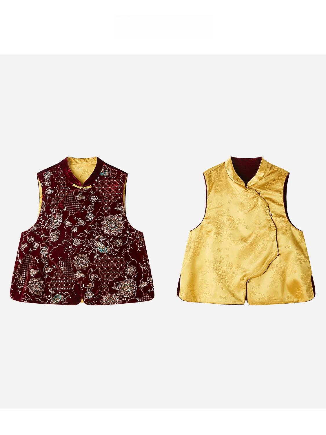 

Красный бархатный жакет JINGJING2025 с вышивкой, новинка, золотистый бархатный жакет в китайском стиле, традиционный воротник...